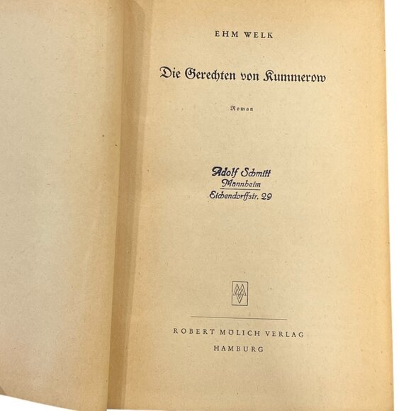 Ehm Welk "Die Gerechten Von Kummerow" Hardcover Book German Language 1950s Editi - Picture 5 of 6